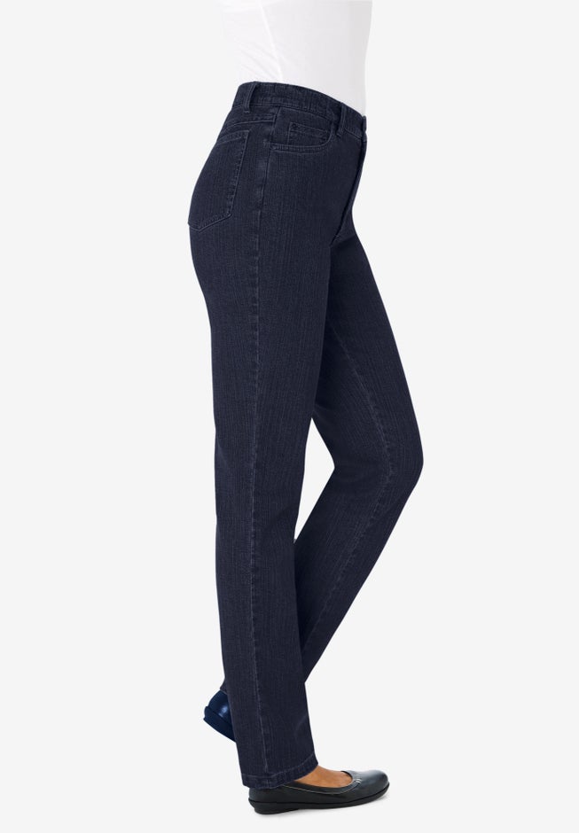 Stretch Built-in Slimming Panel Straight Leg Jeans image number 1