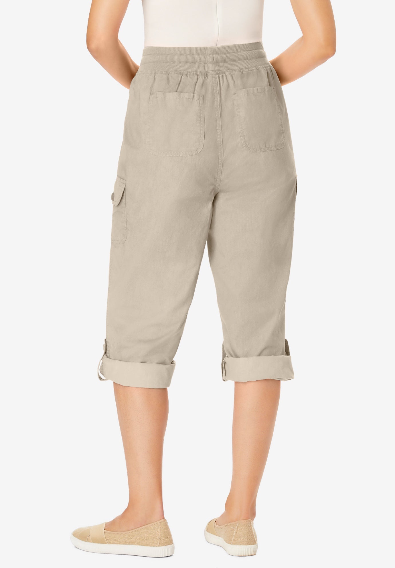 Convertible Cargo Capri with Pockets, Natural Khaki | Woman