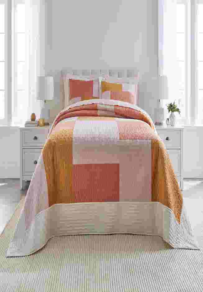 Modern Velvet Patchwork Bedspread image number 0