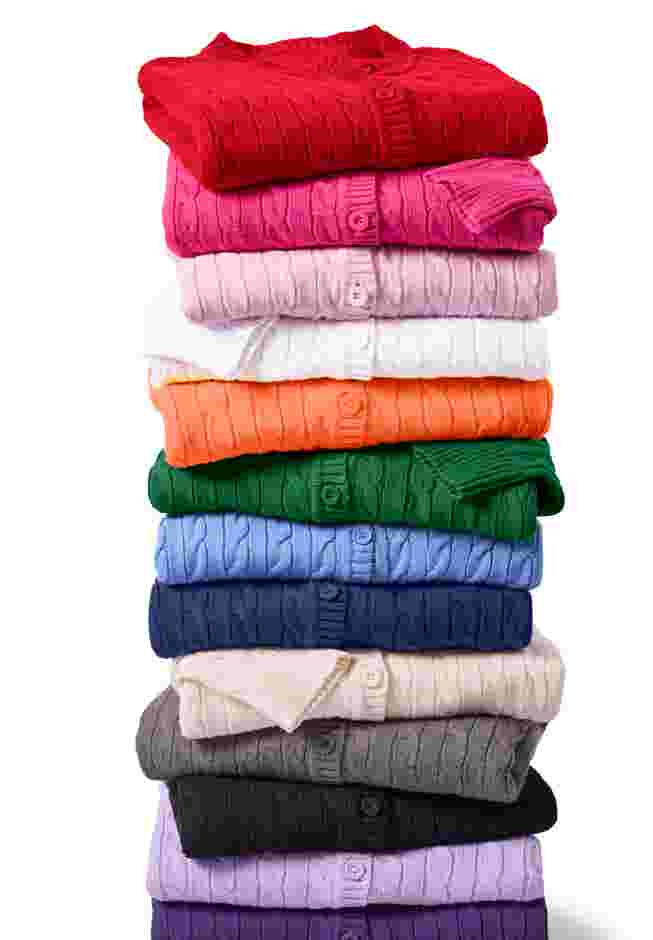 Cotton Cable Knit Cardigan Sweater image number 3