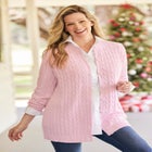Cotton Cable Knit Cardigan Sweater image number 4