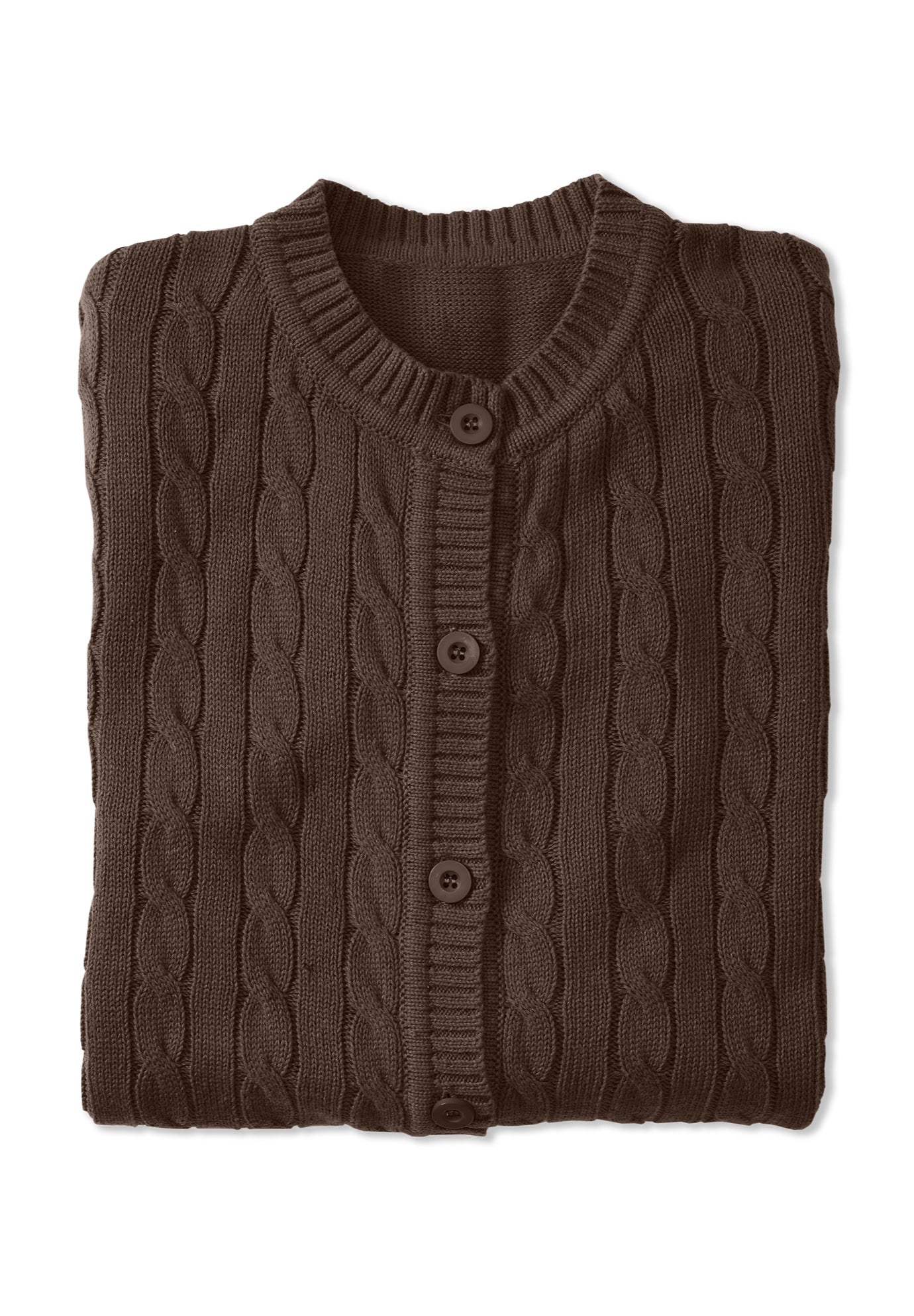 Cotton Cable Knit Cardigan Sweater image number 1
