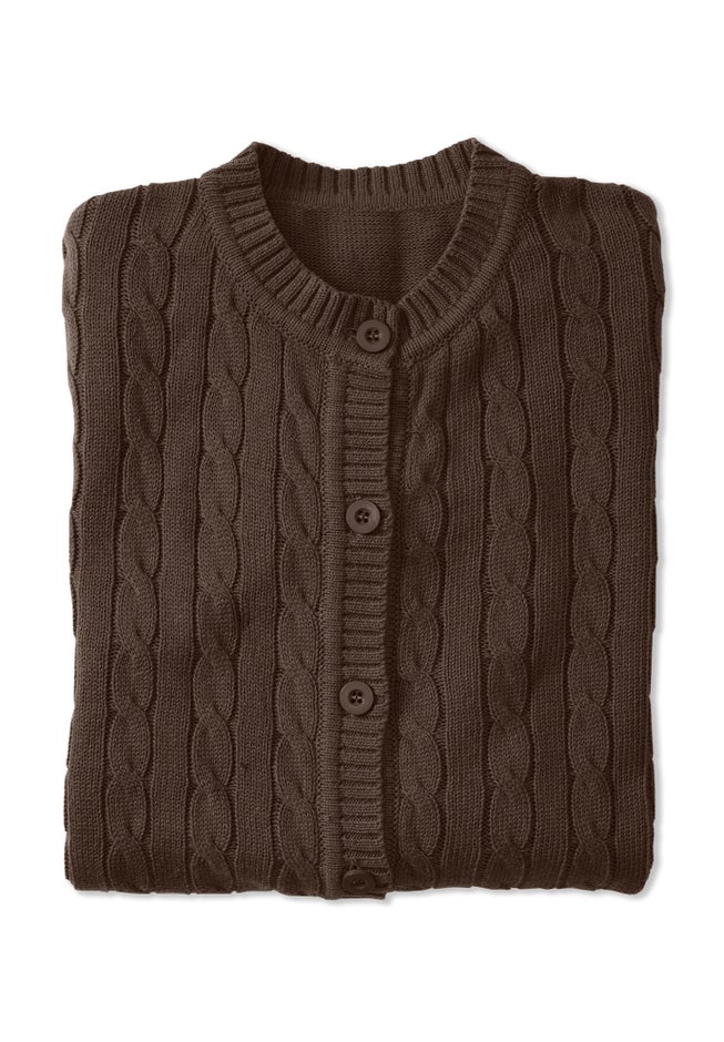 Cotton Cable Knit Cardigan Sweater image number 1