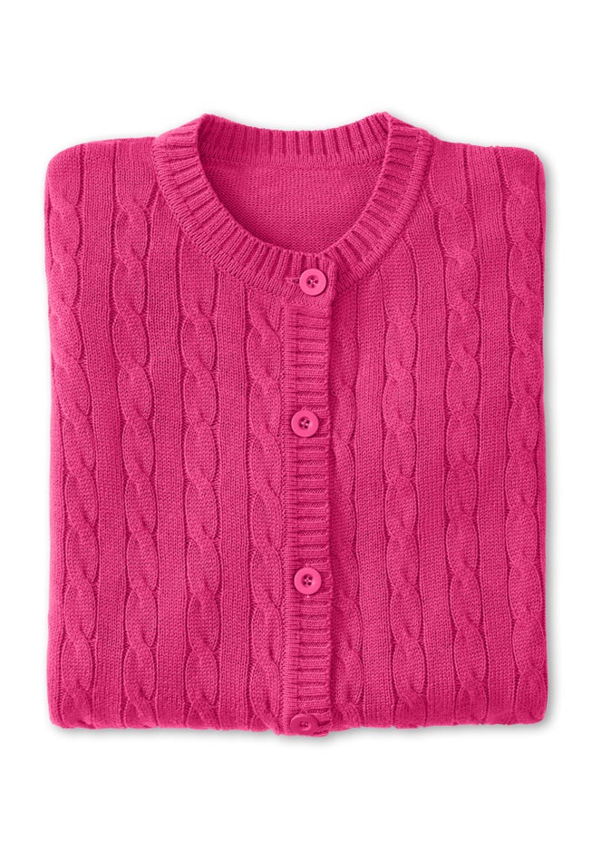Cotton Cable Knit Cardigan Sweater image number 1