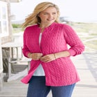 Cotton Cable Knit Cardigan Sweater image number null