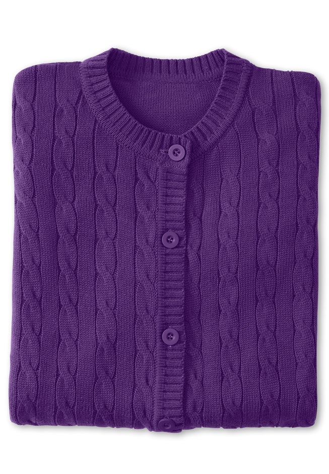 Cotton Cable Knit Cardigan Sweater image number 1
