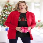 Cotton Cable Knit Cardigan Sweater image number null