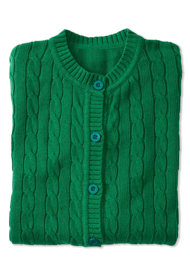Cotton Cable Knit Cardigan Sweater image number 1