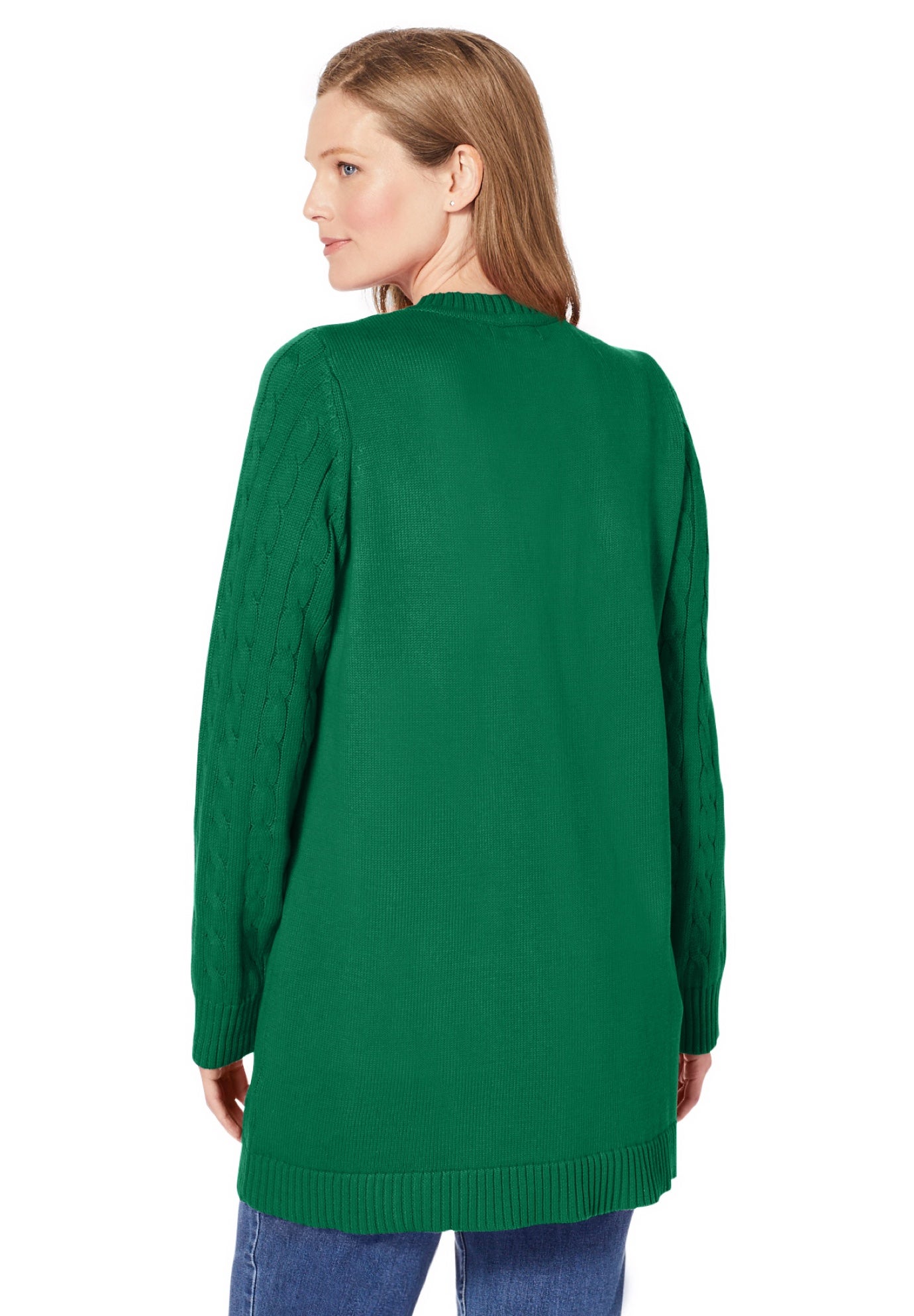 Cotton Cable Knit Cardigan Sweater image number 4