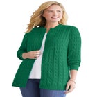 Cotton Cable Knit Cardigan Sweater image number null