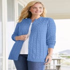 Cotton Cable Knit Cardigan Sweater image number null