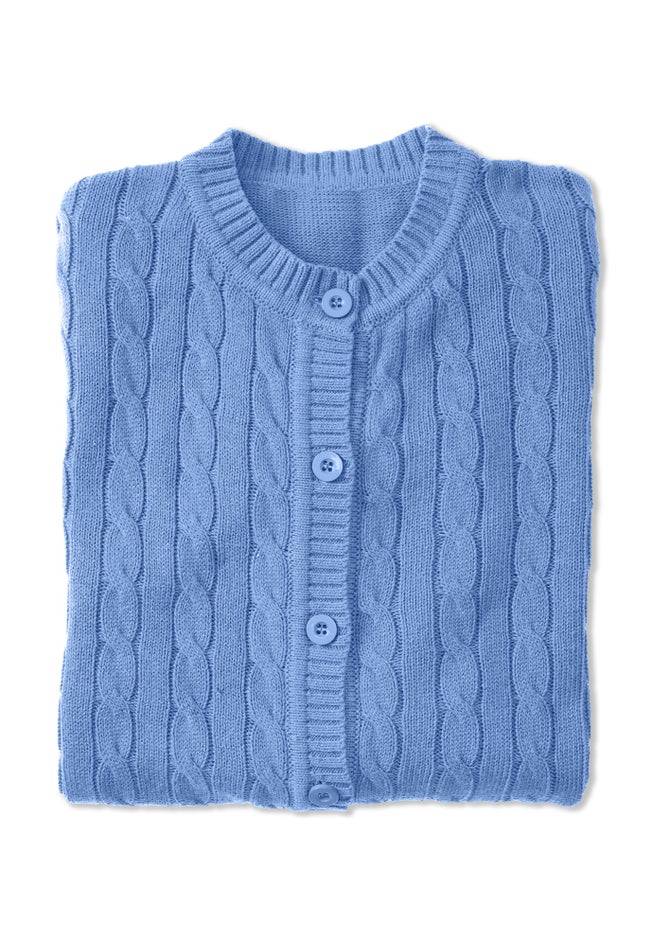Cotton Cable Knit Cardigan Sweater image number 2