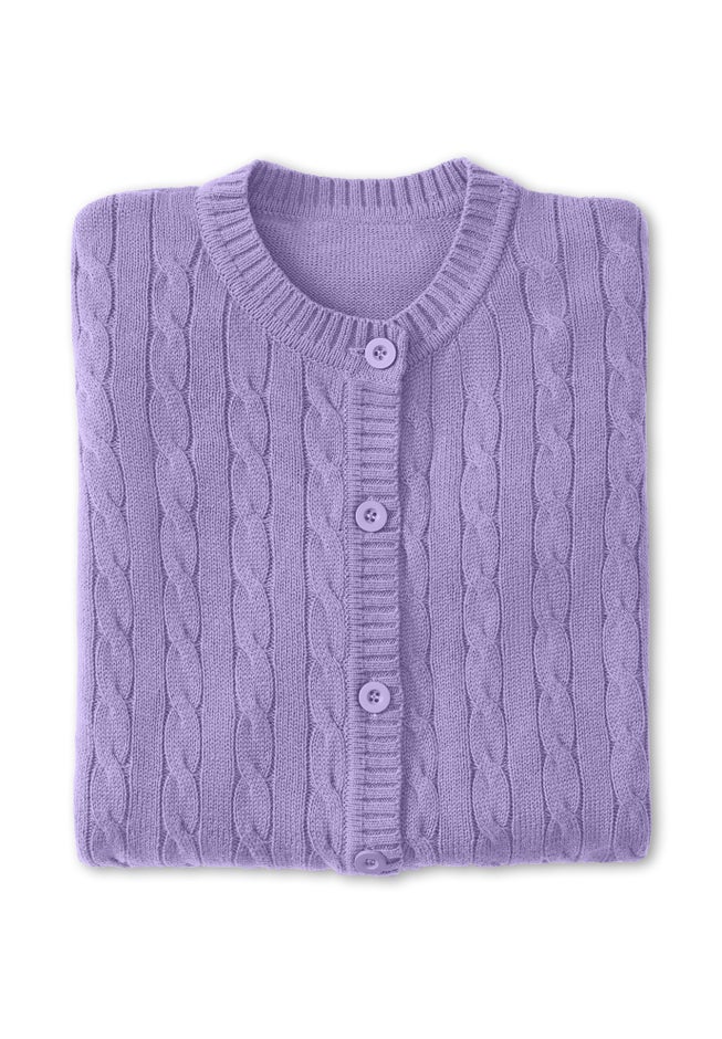Cotton Cable Knit Cardigan Sweater image number 2