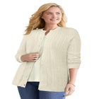 Cotton Cable Knit Cardigan Sweater image number null