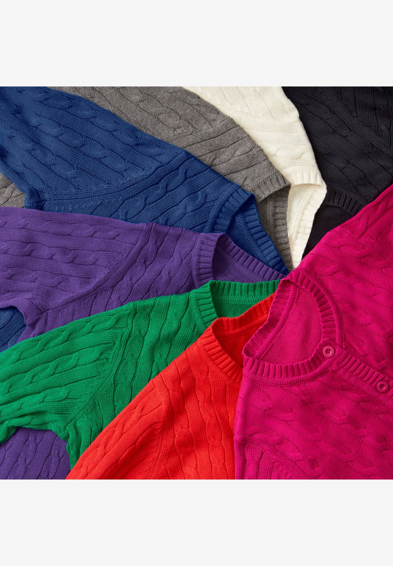 Cotton Cable Knit Cardigan Sweater image number 4