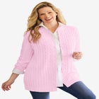 Cotton Cable Knit Cardigan Sweater image number null