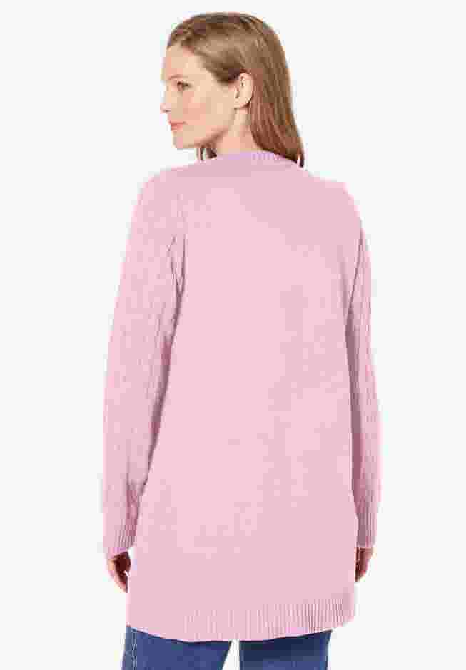 Cotton Cable Knit Cardigan Sweater image number 1