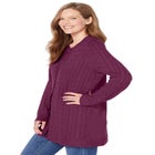 Cotton Cable Knit Cardigan Sweater image number null