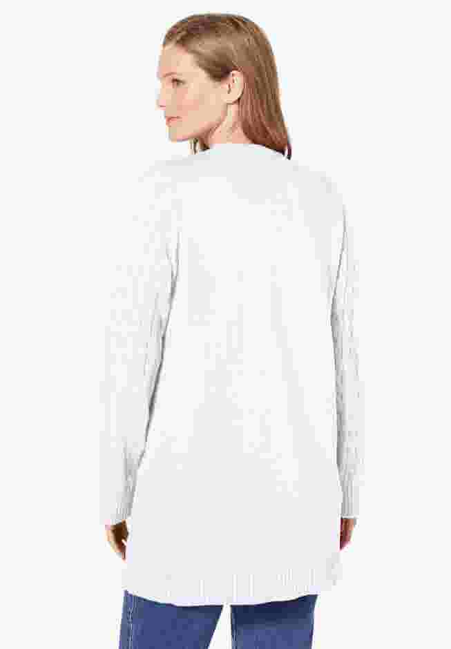 Cotton Cable Knit Cardigan Sweater image number 2