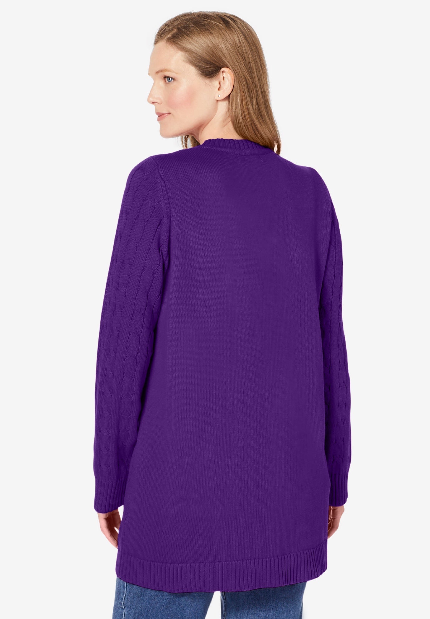 Cotton Cable Knit Cardigan Sweater image number 1