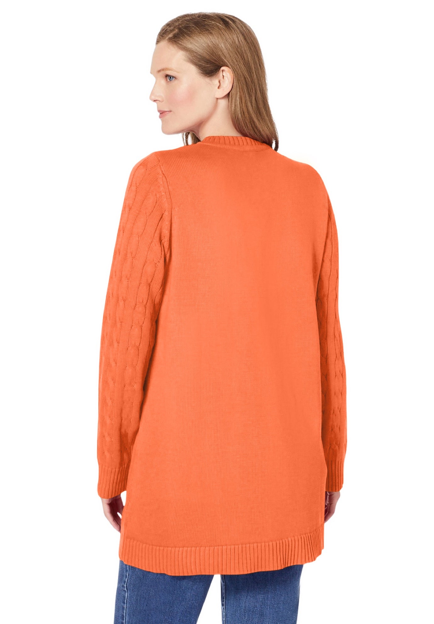 Cotton Cable Knit Cardigan Sweater image number 1