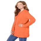 Cotton Cable Knit Cardigan Sweater image number null