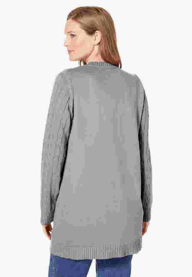 Cotton Cable Knit Cardigan Sweater image number 1