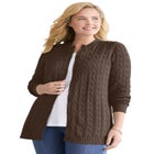 Cotton Cable Knit Cardigan Sweater image number null