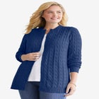 Cotton Cable Knit Cardigan Sweater image number null