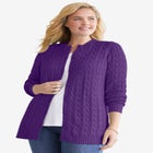 Cotton Cable Knit Cardigan Sweater image number null