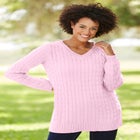 Cable Knit V-Neck Pullover Sweater image number null