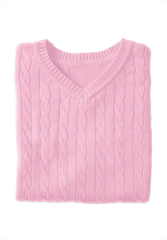 Cable Knit V-Neck Pullover Sweater image number 1