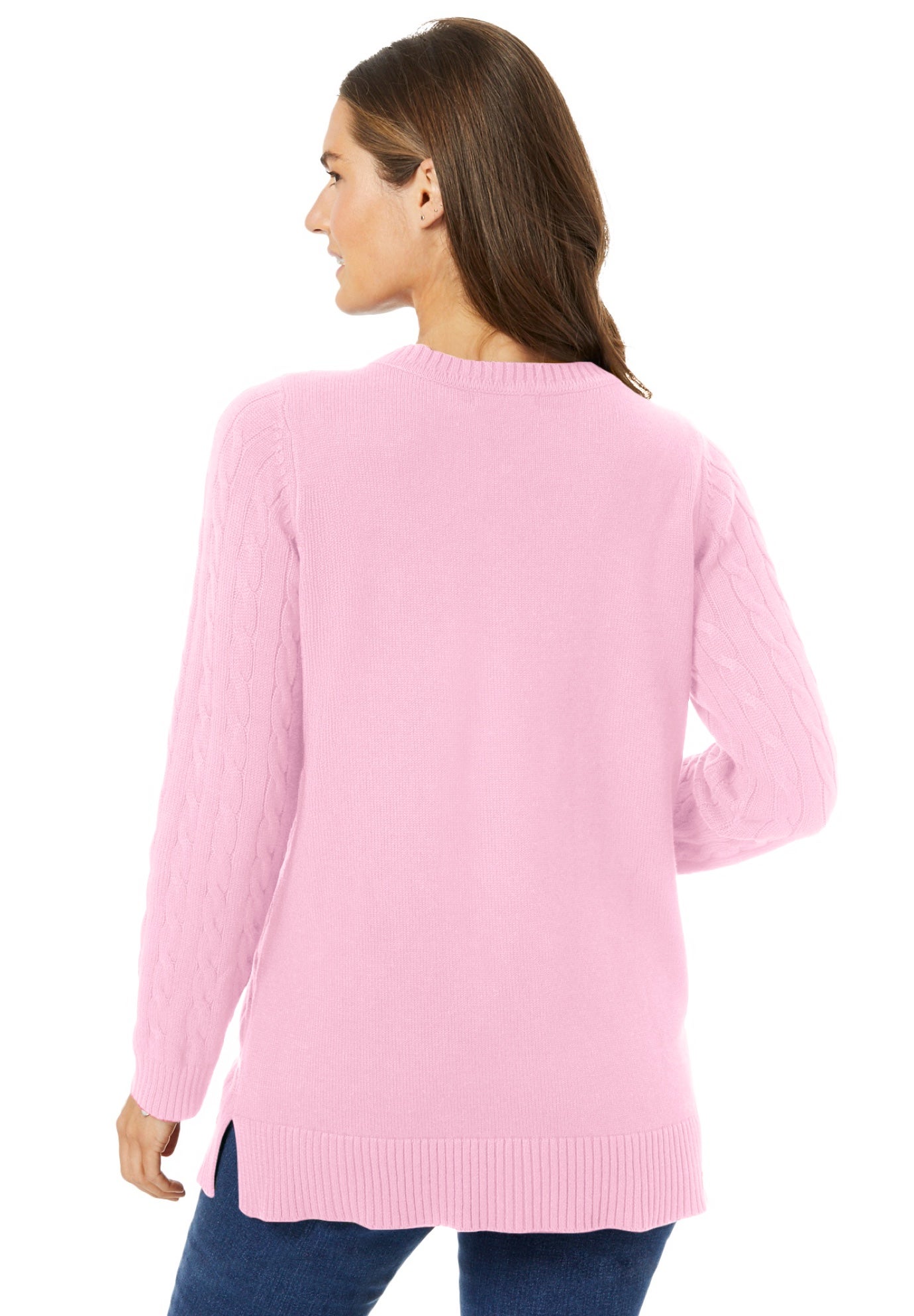 Cable Knit V-Neck Pullover Sweater image number 3