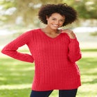 Cable Knit V-Neck Pullover Sweater image number null