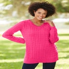 Cable Knit V-Neck Pullover Sweater image number null
