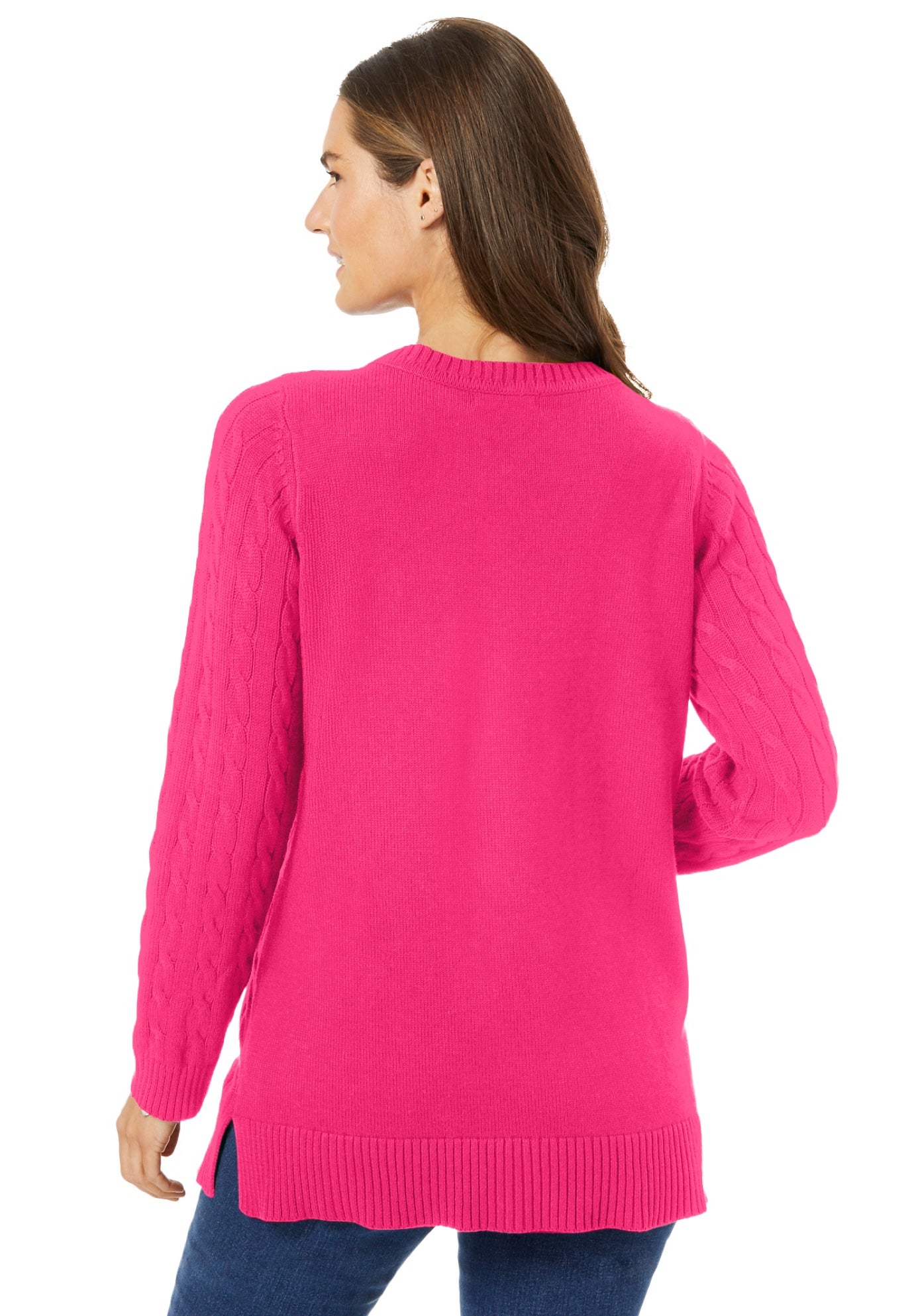 Cable Knit V-Neck Pullover Sweater image number 2