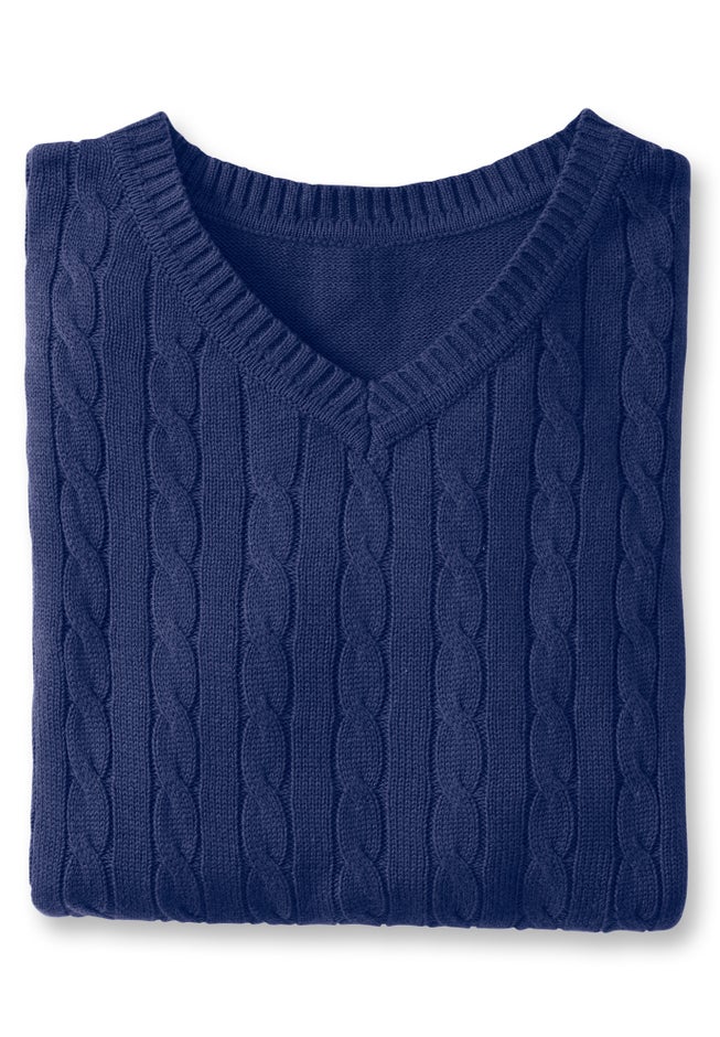 Cable Knit V-Neck Pullover Sweater image number 1