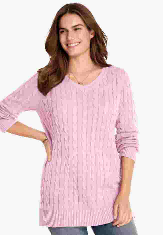 Cable Knit V-Neck Pullover Sweater image number 0