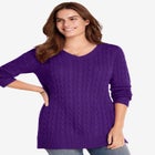 Cable Knit V-Neck Pullover Sweater image number null