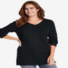 Cable Knit V-Neck Pullover Sweater image number null