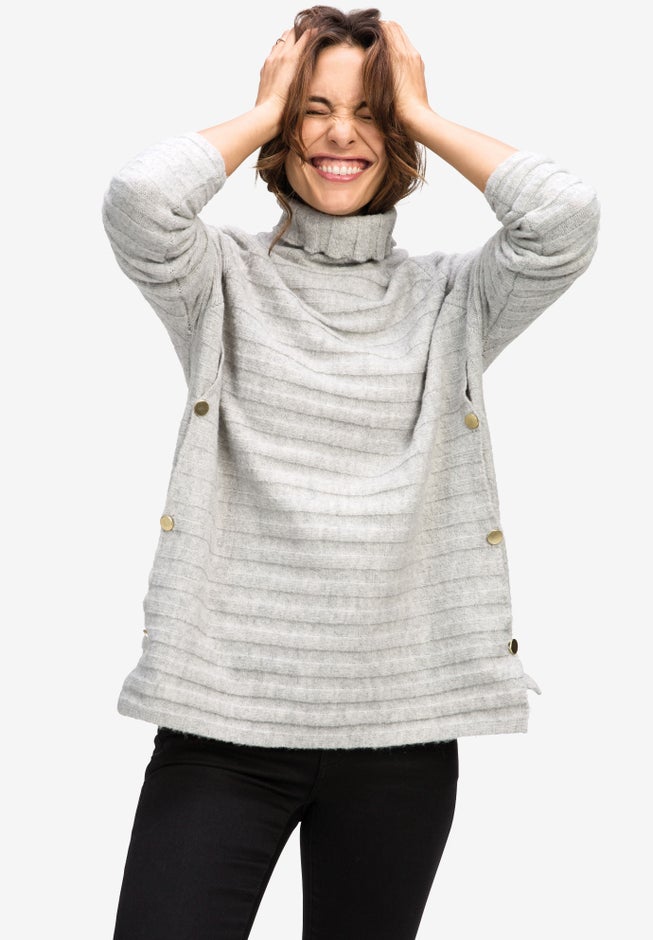 Side Button Turtleneck Sweater image number 4