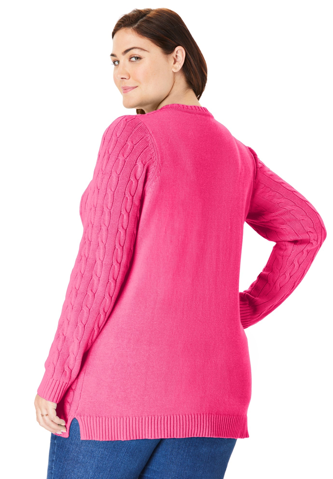 Cable Knit Pullover Crewneck Sweater image number 1