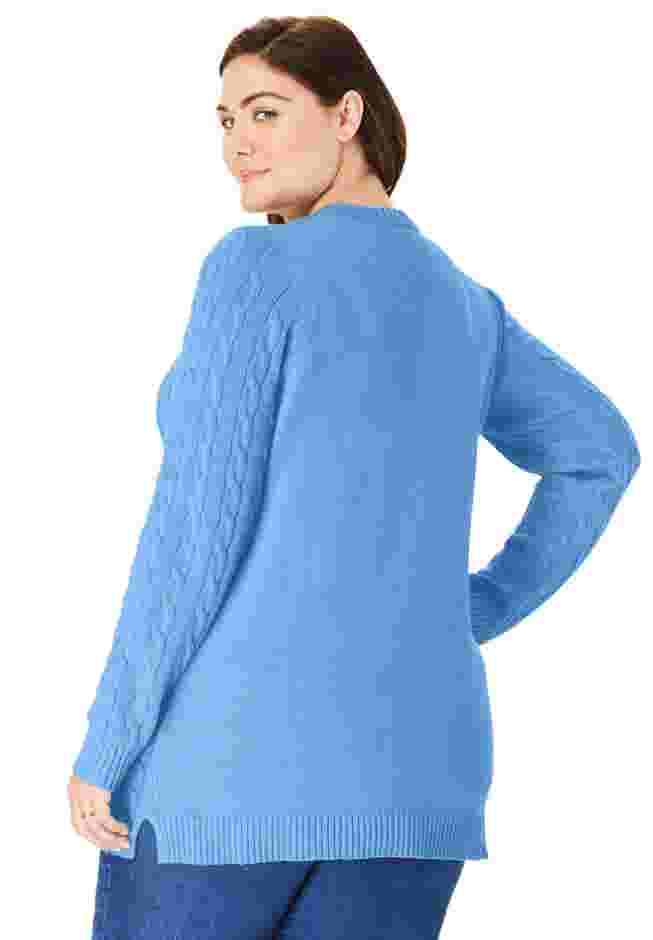 Cable Knit Pullover Crewneck Sweater image number 1