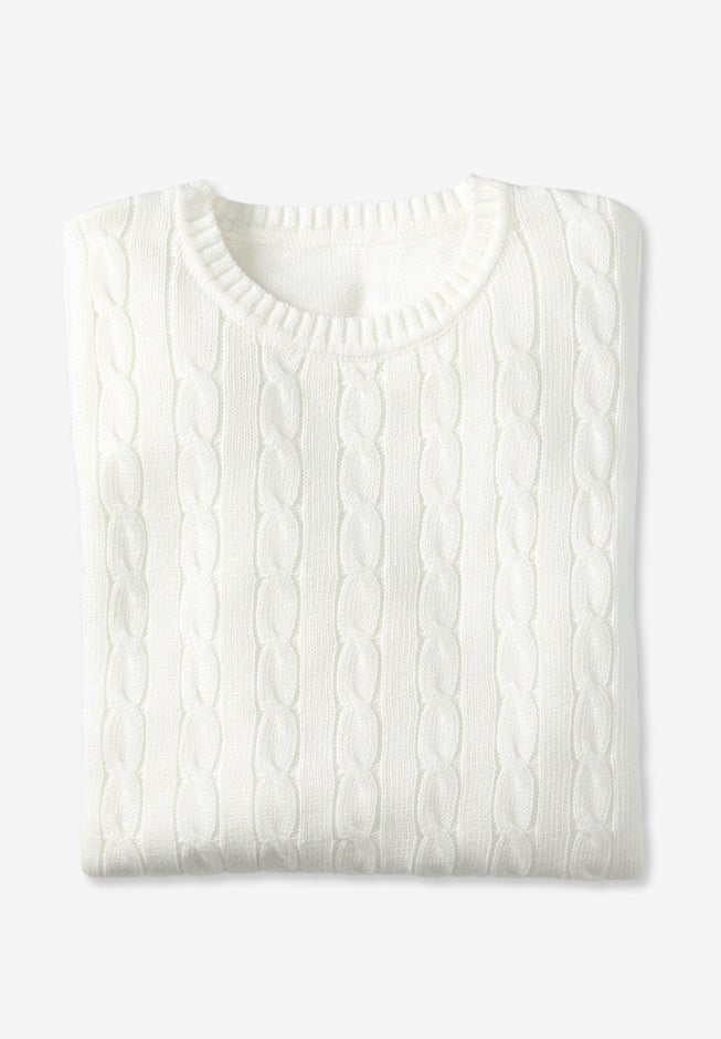 Cable Knit Pullover Crewneck Sweater image number 5