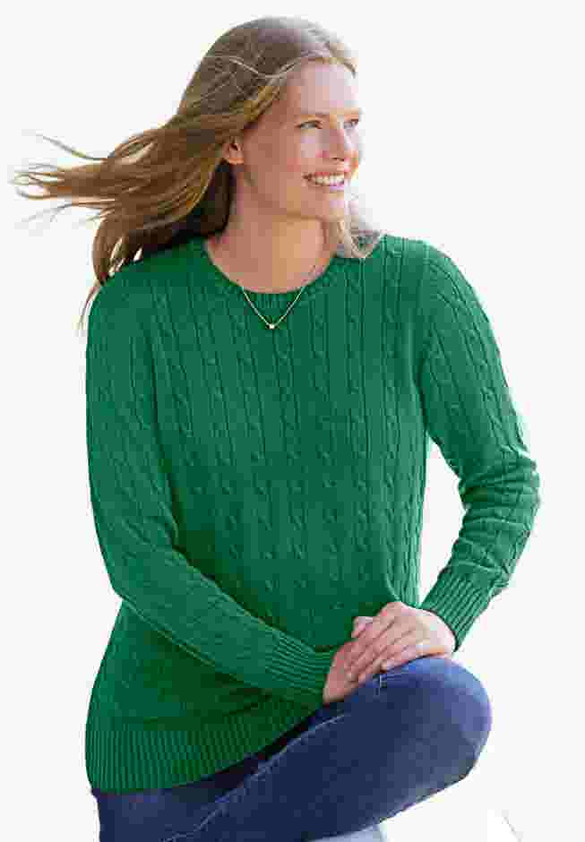 Cable Knit Pullover Crewneck Sweater image number 0