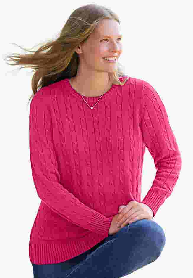 Cable Knit Pullover Crewneck Sweater image number 0