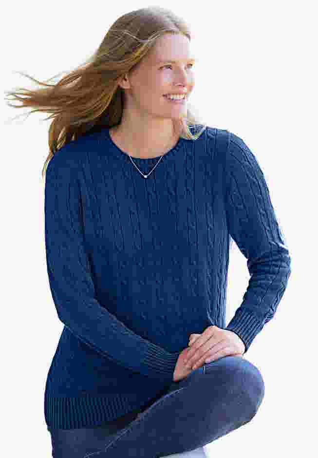 Cable Knit Pullover Crewneck Sweater image number 0