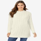 Cable Knit Pullover Crewneck Sweater image number null