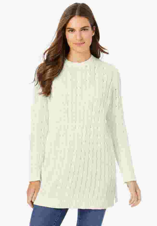 Cable Knit Pullover Crewneck Sweater image number 0