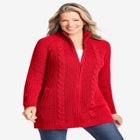 Cabled Zip-Front Cardigan image number null